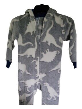 dinosaur pattern fuzzy hooded romper
